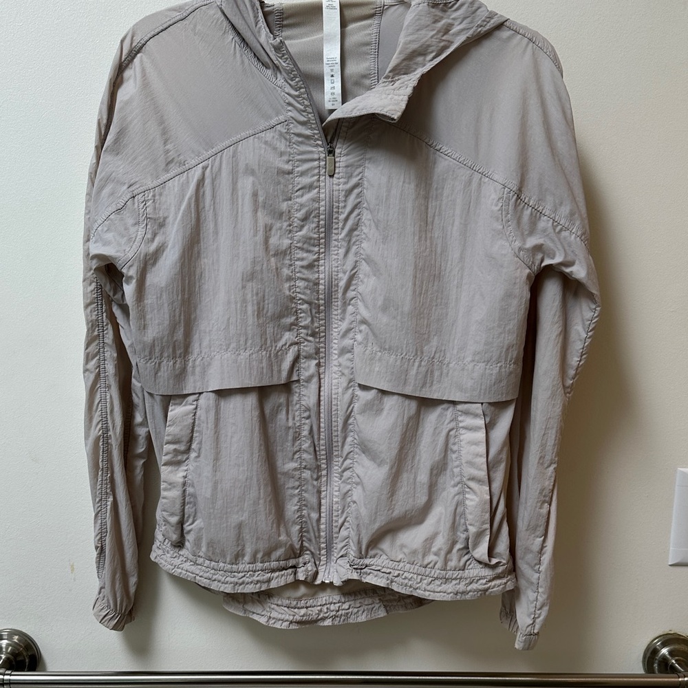 Lululemon Athletica Taupe Hooded Nylon Lined Jacket
